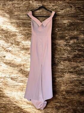 Jarlo London Pink Bardot Off Shoulder Maxi Dress w/ Train Formal Prom Wedding Gu